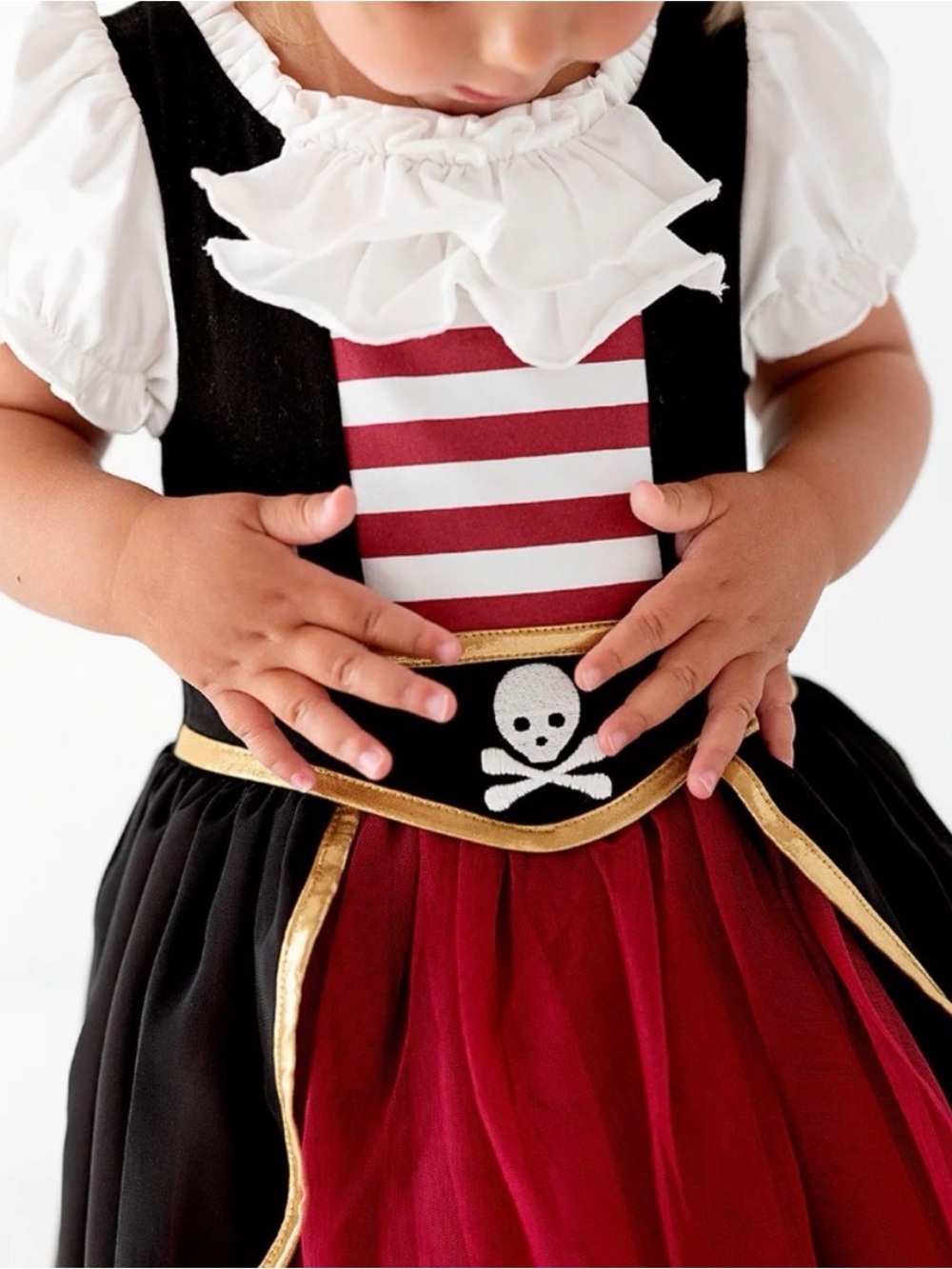 Taylor Joelle Pirate Costume Dress Red Black Gold Skull Size 3 - Picture 2 of 7